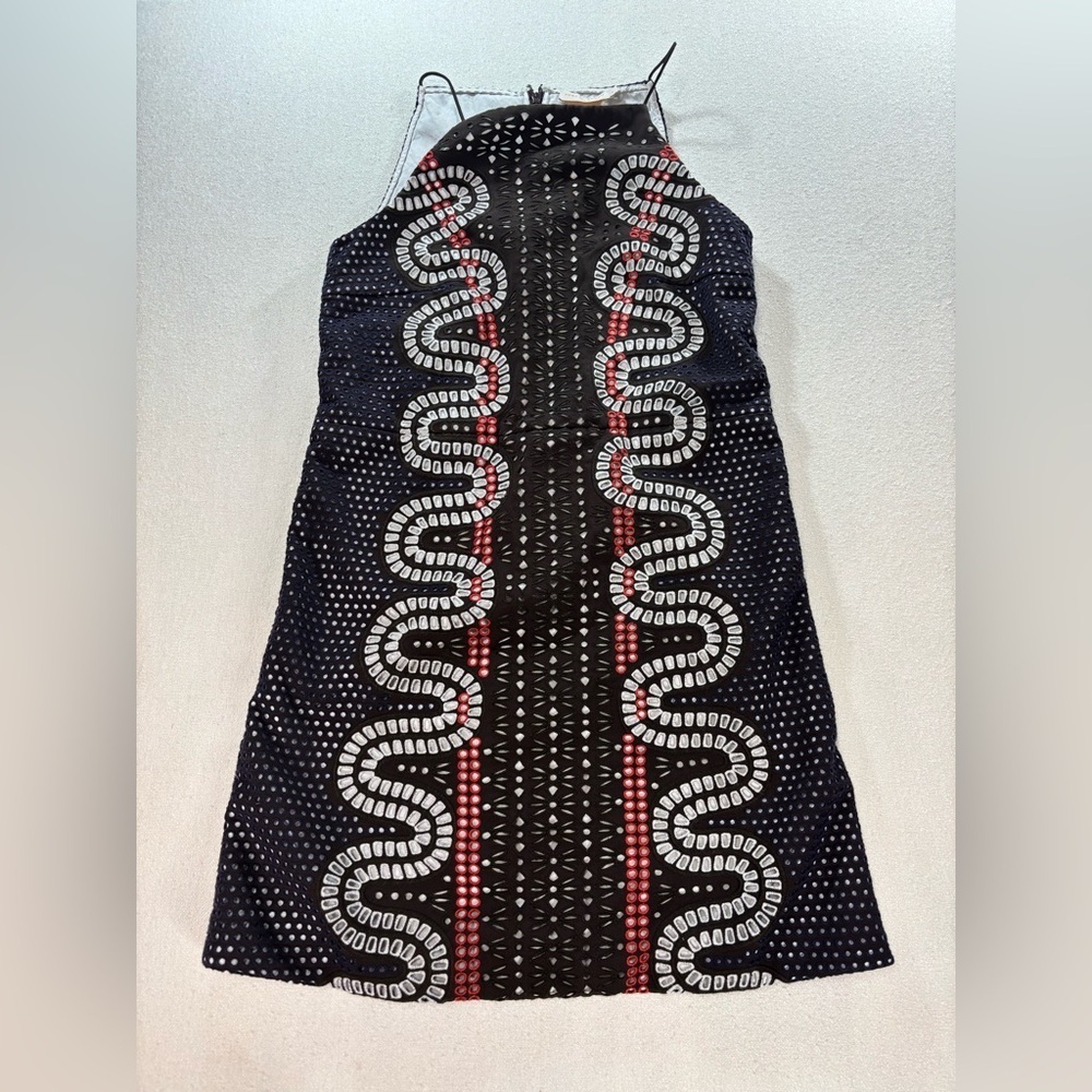 Tory Burch Black Red and White Patterned Mini Dress